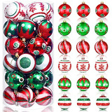 Conjunto De 30 Bolas De Navidad Rojas, Verdes Y Blancas...