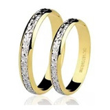 Aliança Casamento Trabalhada De Ouro 18k/750 Bodas Unid 5mm(