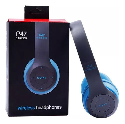 Audifonos Inalambricos Bluetooth  Radio Mp3 P47 Color Azul