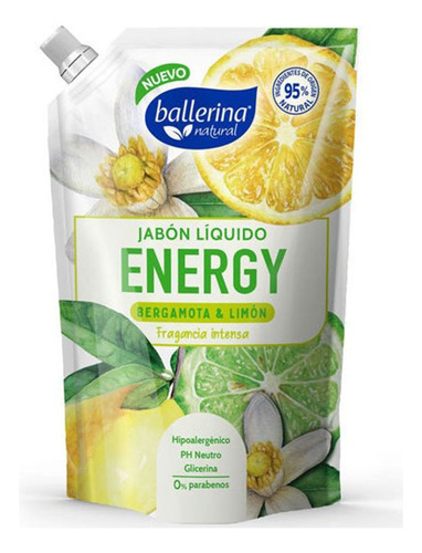 Jabón Liquido Ballerina Energy Bergamota Y Limón Pack X2