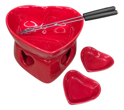 Aparelho De Fondue Porcelana Chocolate Queijos Kit 7 Peças