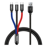 Baseus Cable Compatible iPhone, Tipo C, Y Micro Usb 3 En 1