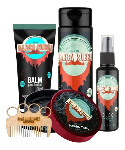 Kit Produtos Barba Shampoo 3x1 + Pomada Teia + Óleo + Balm