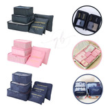 Organizador Necessaire Mala Kit 6 Pratico Look Roupas Viagem Cor Rosa Liso