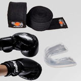 Kit Boxe Muay Thai - Luva + Bandagem + Bucal 