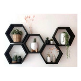 Repisas Hexagonales Flotantes En Color Negro