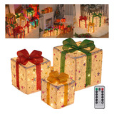 Caixa De Presente De Natal De 3 Unidades E 8 Modos Com Luzes