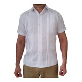 Guayabera Presidencial Valladolid Lino Blanco Manga Corta