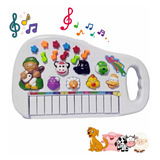Teclado Piano Infantil Musical Luz Som De Bicho Animais Bebe Cor Colorido Pilhas
