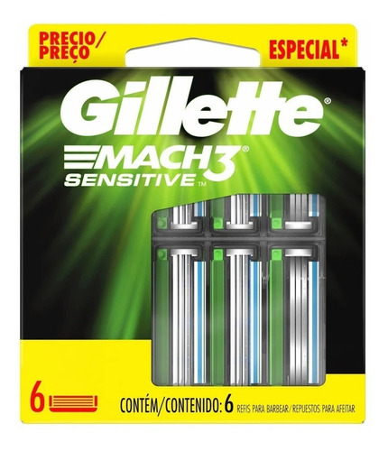 Gillette Mach3 Sensitive Repuesto  Máquina De Afeitar 6uni