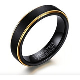  Anillo Tungsteno Negro Oro 18k Boda  Compromiso Matrimonio