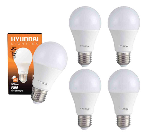 Pack 5 Ampolleta Led 5w E27 A60 Hyundai