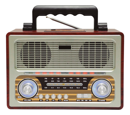 Radio Retro Portatil. Bt/ Fm/usb/sd/recargable. /03-ap02055