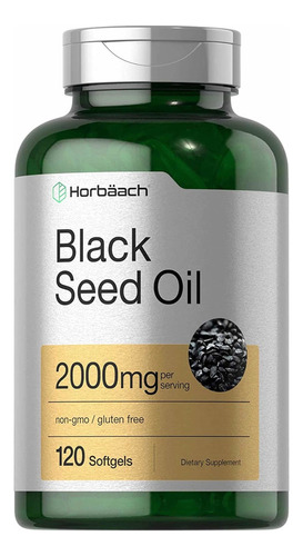 Black Seed Oil 2000mg (120 Cápsulas) Horbaach Hecho En E.u. Sabor Sin Sabor