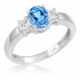 Amanda Rose Collection Azul Suizo Y Anillo