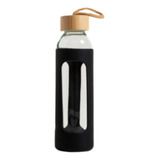 Botella Agua Vidrio Con Tapa Bambu Y Funda Silicona Visor