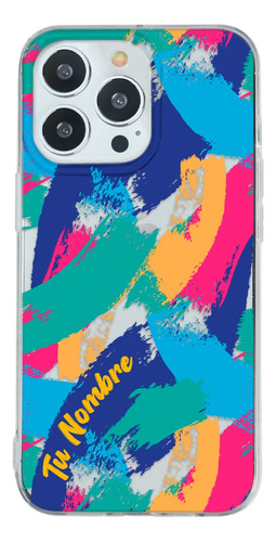 Funda Para iPhone Para Mujer Manchas Pintura Tu Nombre