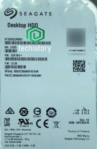 Placa Logica Hd 2 Tb St2000dm001 Fw: Cc26 Cod: B43ebc0