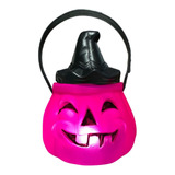 Caramelera Calabaza Luz Led Tapa Balde Golosinas Halloween 