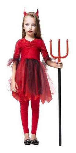 Roupa Diabinha Infantil Halloween Capetinha 2 A 12 + Tiara