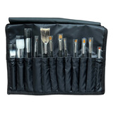 Kit Riñonera + Pinceles Profesionales Maquillaje 514 Heburn Color Negro