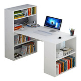 Escritorio Mesa Librero Blanco Mdf Hogar