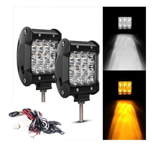 Par De Faros Leds Cree Doble Color Estrobo Switch