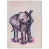 Oopsy Daisy  Elefante Bebe Lona Arte De La Pared Gris 10 X 