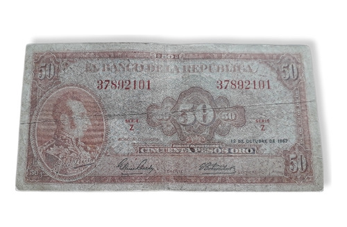 Colombia 50 Pesos Oro 1967