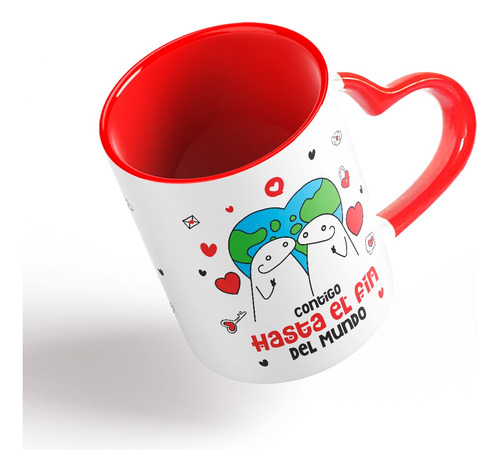 Tazón Taza Personalizada Asa De Corazón Flork San Valentin