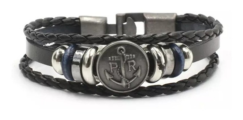 Pulsera Hombre - Pulsera Cuero Genuino - Ancla P/r