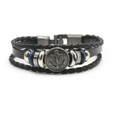 Pulsera Hombre - Pulsera Cuero Genuino - Ancla P/r