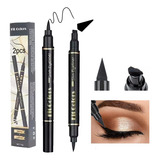 2 Delineador Ojos Sello Eyeliner Indeleble Impermeable Negro