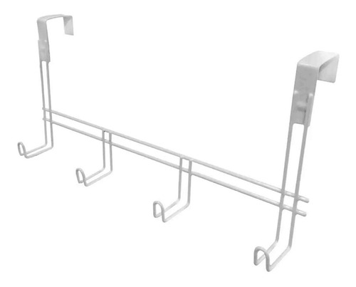 Cabide Suporte 4 Ganchos Em Aço Branco Para Encaixe Na Porta