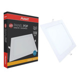 Plafon Quadrado Embutir 18w Luz Amarela Branco Quente 3000k