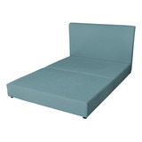 Conjunto Cama Box Cabeceira Casal Boucle Azul Bondi Luxo