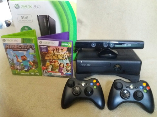 Xbox 360 2 Controles Kinect Com Minecraft Infantis Crianças