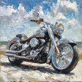 Pintura De Harley Davidson En Tela Canvas / Por Andy Buseric