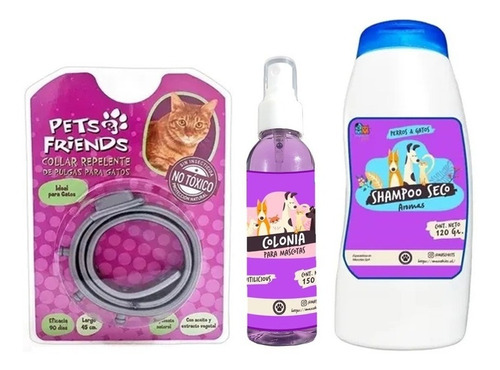 Kit Gato Collar +anti Pulgas +colonia +shampoo Fruitilicious