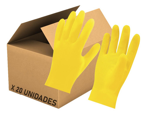 Guantes Latex Afelpado Domestico X 20 Unidades Amarillo Mm