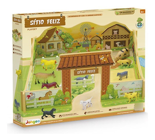 Sítio Feliz Junges Playset Fazendinha Em Madeira +3 Anos