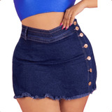 Shorts Saia Jeans Plus Size Com Detalhes E Lycra