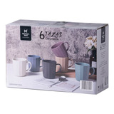 Tazas De Ceramica De 545 Ml C/u Colores 6 Piezas