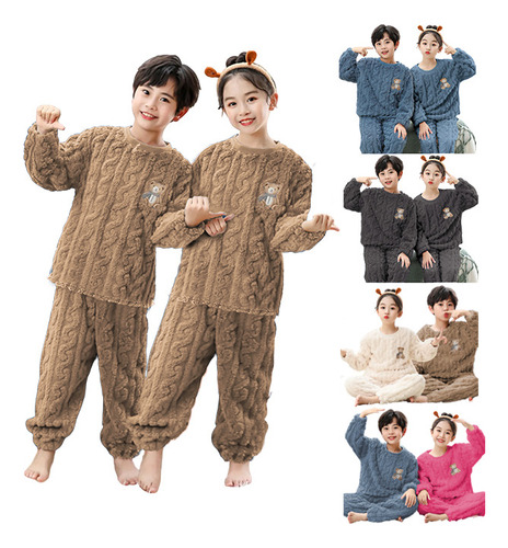 Pijamas Para Niños Unisex Teddy Afelpado Polar Frío 