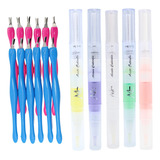 5 Pluma Aceite Cutícula + 12 Recortadores Tenedores Colorful Color Variado