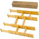 Smartake Paquete De 4 Separadores De Cajones De Bambú, Organ