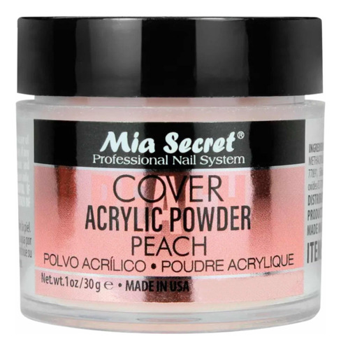 Mia Secret Cover Peach Polimero Para Uñas Acrílicas 30 Gr