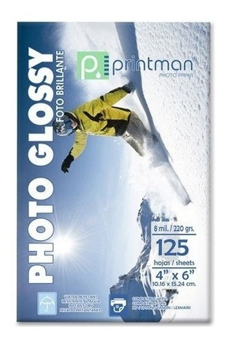 Papel Printman 4x6 Glossy 125h 8mils/220grs Brillante