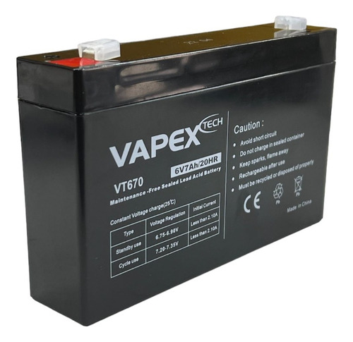 Bateria 6v 7ah Vapex Recargable Auto A Bateria Moto Niños