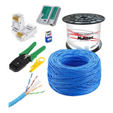 Kit Cabo De Rede Cftv Cat.6 50m Alicate 50 Rj45 Testador 9v 